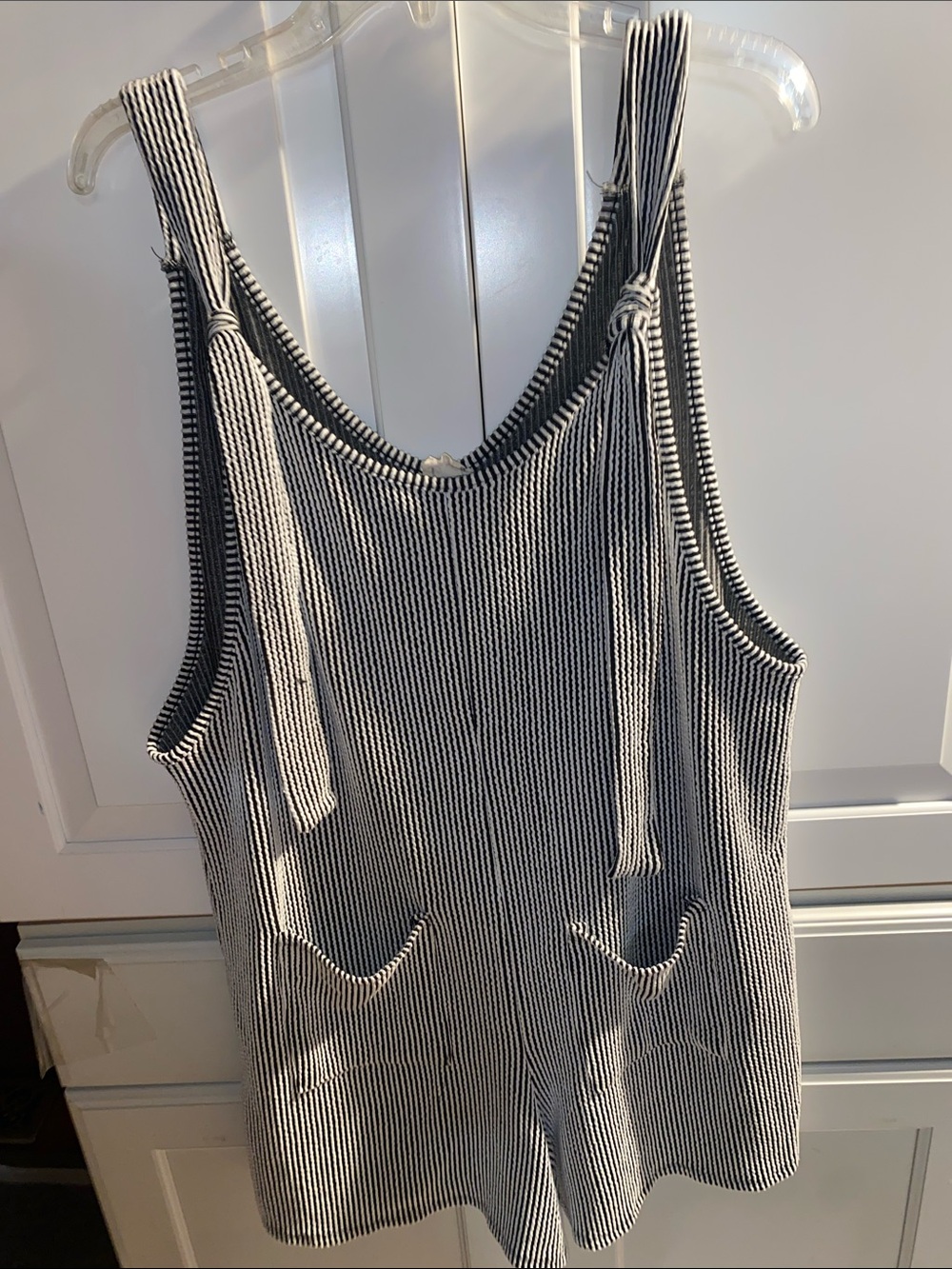 Striped Black & White Tie-Shoulder Romper